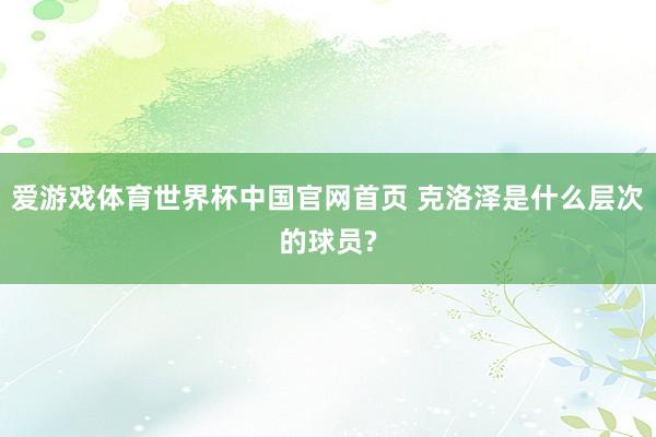 爱游戏体育世界杯中国官网首页 克洛泽是什么层次的球员?