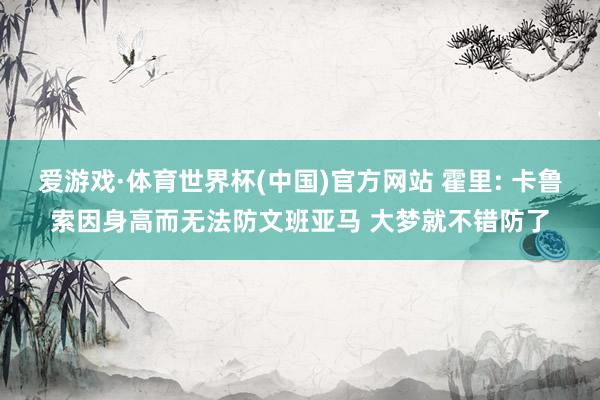 爱游戏·体育世界杯(中国)官方网站 霍里: 卡鲁索因身高而无法防文班亚马 大梦就不错防了