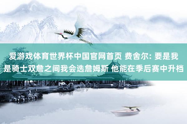 爱游戏体育世界杯中国官网首页 费舍尔: 要是我是骑士双詹之间我会选詹姆斯 他能在季后赛中升档