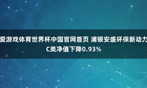 爱游戏体育世界杯中国官网首页 浦银安盛环保新动力C类净值下降0.93%