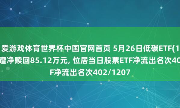 爱游戏体育世界杯中国官网首页 5月26日低碳ETF(159885)遭净赎回85.12万元, 位居当日股票ETF净流出名次402/1207