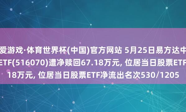 爱游戏·体育世界杯(中国)官方网站 5月25日易方达中证内地低碳经济主题ETF(516070)遭净赎回67.18万元, 位居当日股票ETF净流出名次530/1205