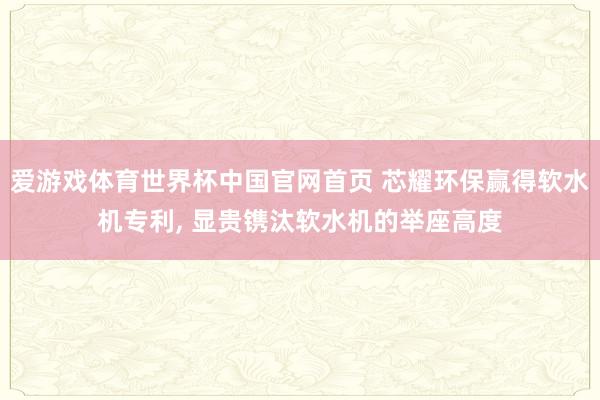 爱游戏体育世界杯中国官网首页 芯耀环保赢得软水机专利, 显贵镌汰软水机的举座高度