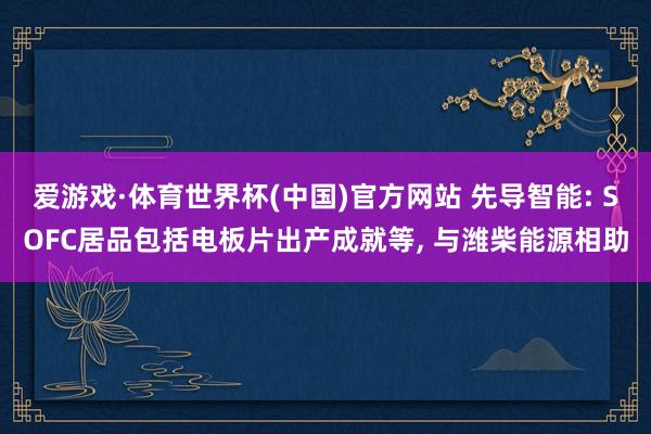 爱游戏·体育世界杯(中国)官方网站 先导智能: SOFC居品包括电板片出产成就等, 与潍柴能源相助