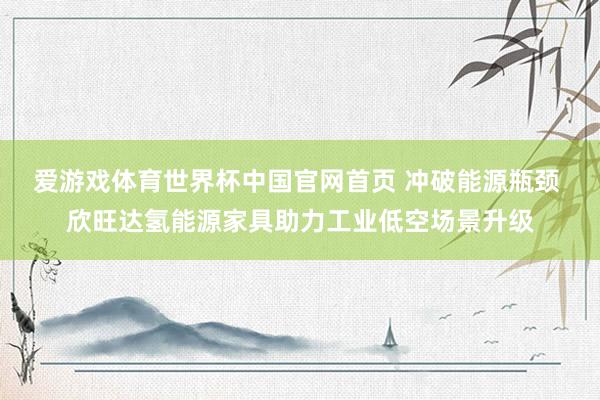 爱游戏体育世界杯中国官网首页 冲破能源瓶颈 欣旺达氢能源家具助力工业低空场景升级