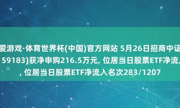 爱游戏·体育世界杯(中国)官方网站 5月26日招商中证新动力汽车ETF(159183)获净申购216.5万元, 位居当日股票ETF净流入名次283/1207