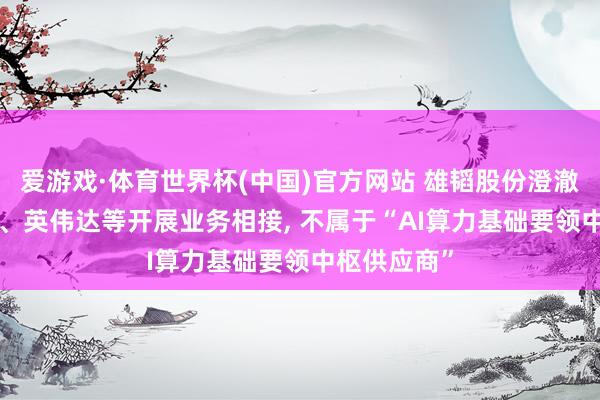 爱游戏·体育世界杯(中国)官方网站 雄韬股份澄澈: 未与华为、英伟达等开展业务相接, 不属于“AI算力基础要领中枢供应商”