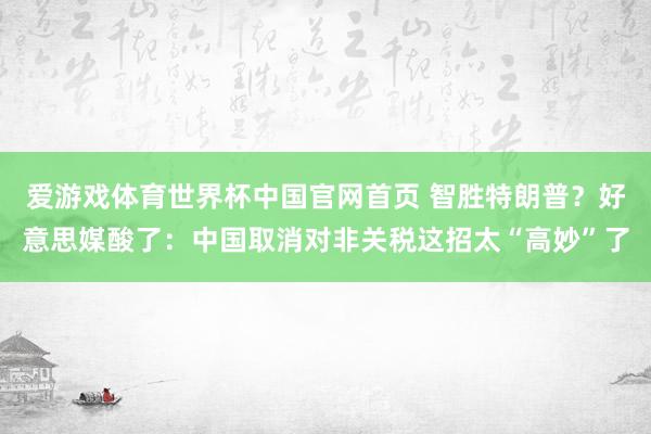 爱游戏体育世界杯中国官网首页 智胜特朗普？好意思媒酸了：中国取消对非关税这招太“高妙”了