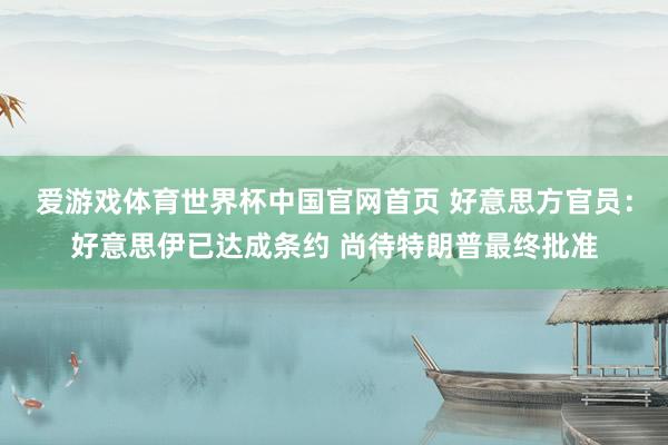 爱游戏体育世界杯中国官网首页 好意思方官员：好意思伊已达成条约 尚待特朗普最终批准