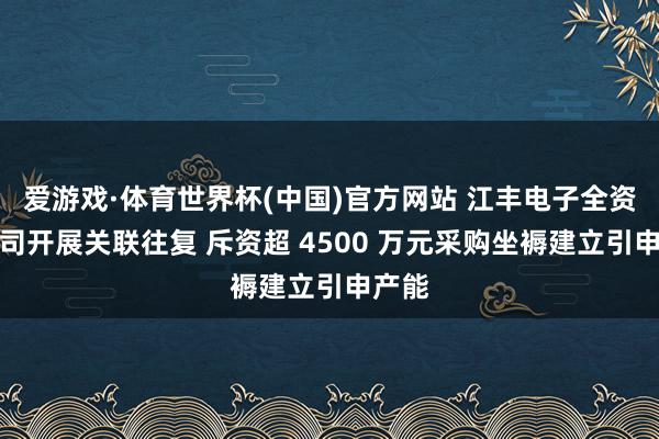 爱游戏·体育世界杯(中国)官方网站 江丰电子全资子公司开展关联往复 斥资超 4500 万元采购坐褥建立引申产能