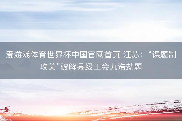 爱游戏体育世界杯中国官网首页 江苏：“课题制攻关”破解县级工会九浩劫题