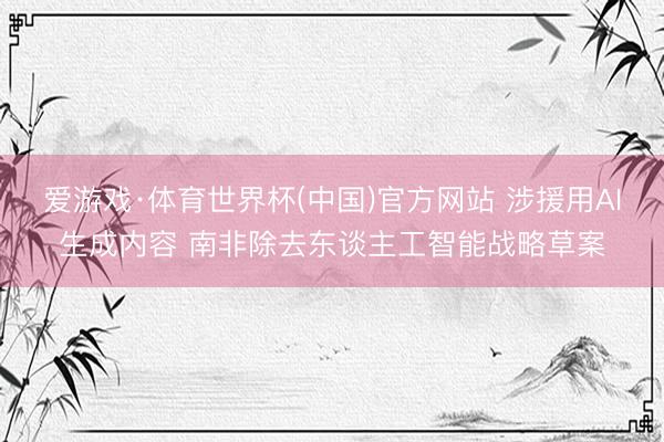爱游戏·体育世界杯(中国)官方网站 涉援用AI生成内容 南非除去东谈主工智能战略草案