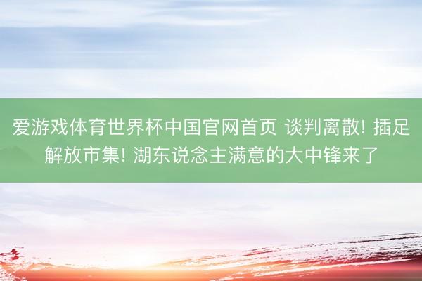爱游戏体育世界杯中国官网首页 谈判离散! 插足解放市集! 湖东说念主满意的大中锋来了