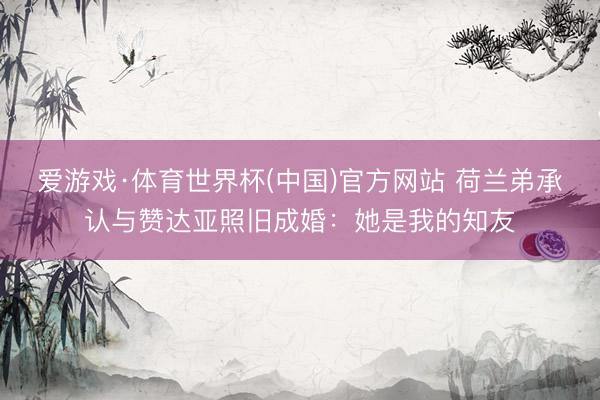 爱游戏·体育世界杯(中国)官方网站 荷兰弟承认与赞达亚照旧成婚:她是我的知友