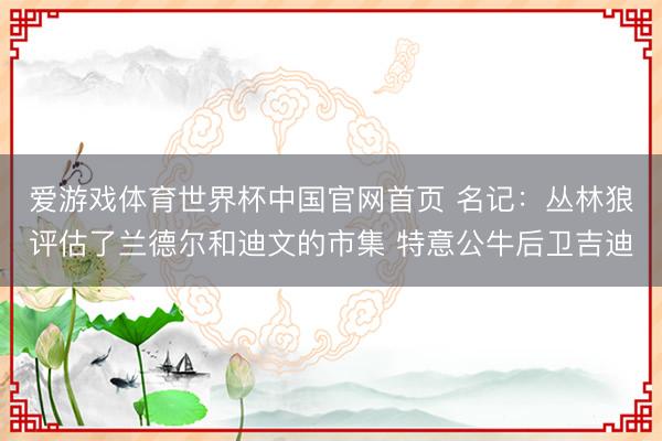爱游戏体育世界杯中国官网首页 名记：丛林狼评估了兰德尔和迪文的市集 特意公牛后卫吉迪